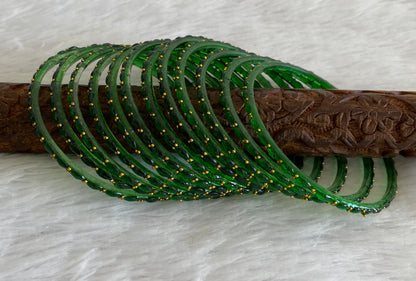 Set of 12 bottle green glass bangles(2.4) dj-52800