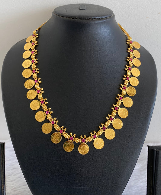 Gold tone pink Lakshmi coin necklace dj-42623