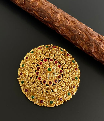 Antique gold tone kemp-green round hair jewel(rakodi)dj-53625
