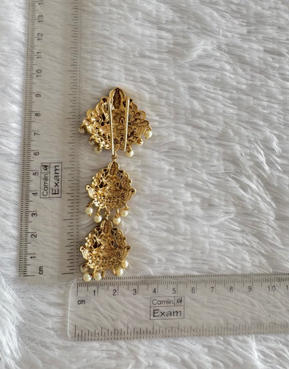 Antique gold tone cz pearl Lakshmi hair jewel dj-52027