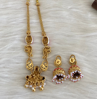 Matte finish meenakari peacock gaja lakshmi necklace set dj-54747