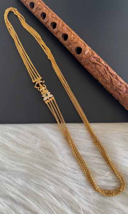 Matte finish cz green lakshmi lotus mugappu chandra haar dj-51240