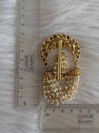 Antique gold tone pearl flower hair jewel dj-51344