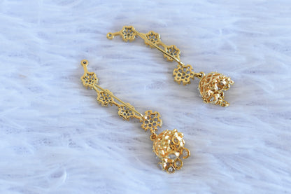 Two tone cz white slide-on flower jhumkka dj-52726