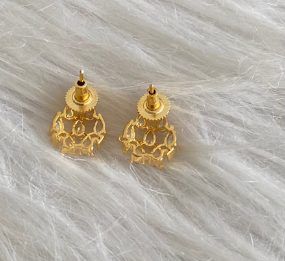 Gold tone white stone small stud/earrings dj-54627