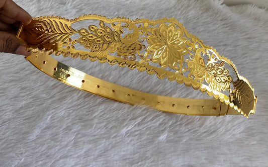 Gold tone peacock flower design adjustable waist belt dj-53468