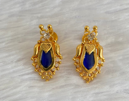 Gold tone blue-white stone nagapadam kerala style stud/earrings dj-53118