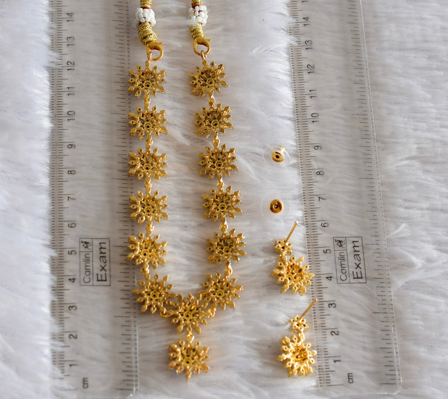 Two tone white flower necklace set dj-51974