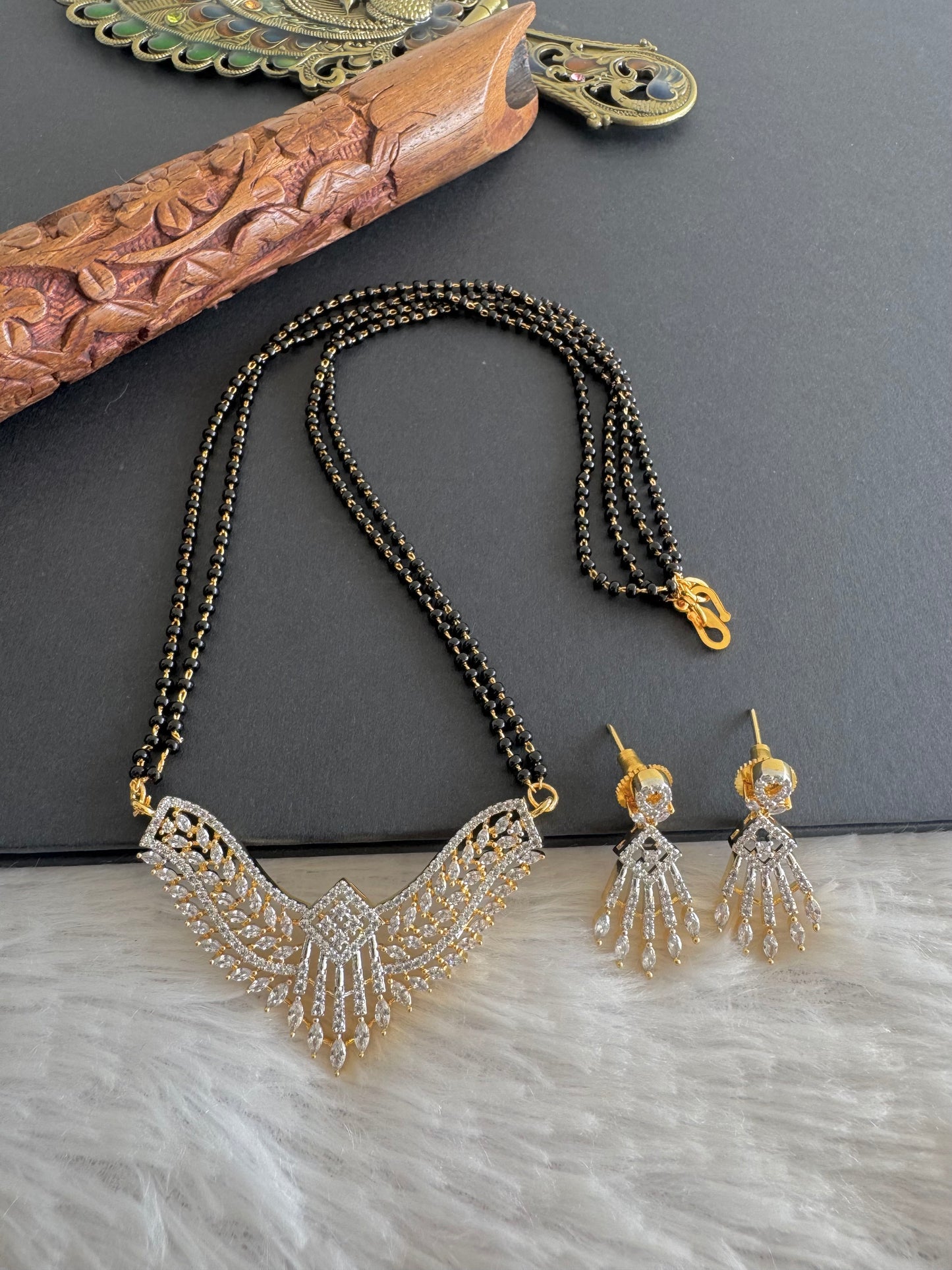 Two tone cz white stone 18 inches mangalsutra set dj-52067