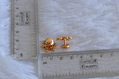 Gold tone AD white stone stud/earrings dj-52248