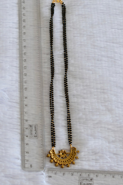 Antique gold tone cz pink-green 18 inches moon mangalsutra set dj-52345