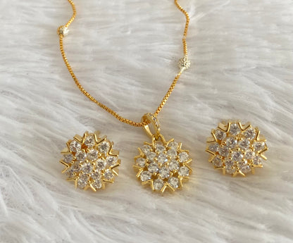 Gold tone 18 inches chain with two tone pendant set dj-54026