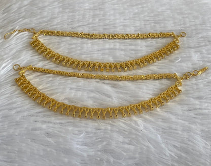Two tone cz white stone double layer ear side chain dj-54069