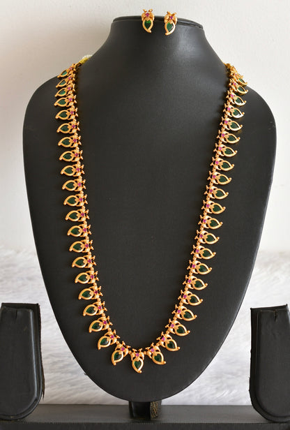 Matte finish pink-green peacock mango haar set dj-52437