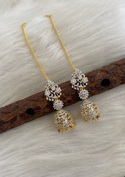 Two tone jhumkka with ear side chain dj-54660