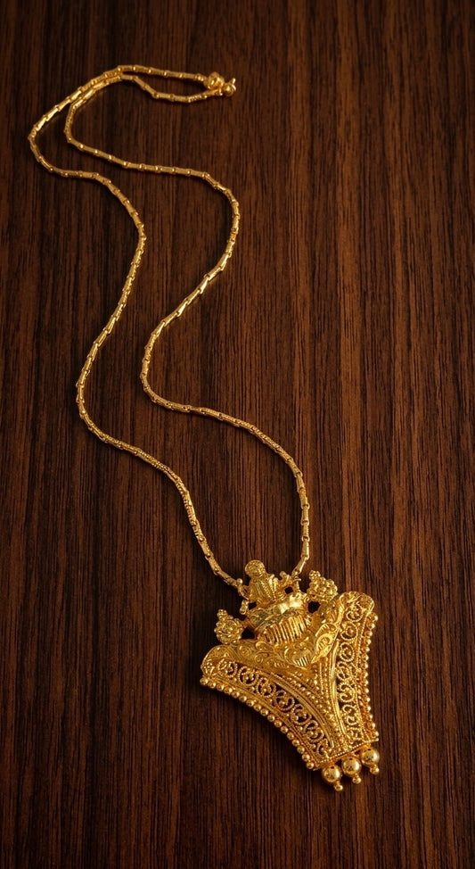 Gold tone 24 inches chain with lakshmi pendant dj-54363