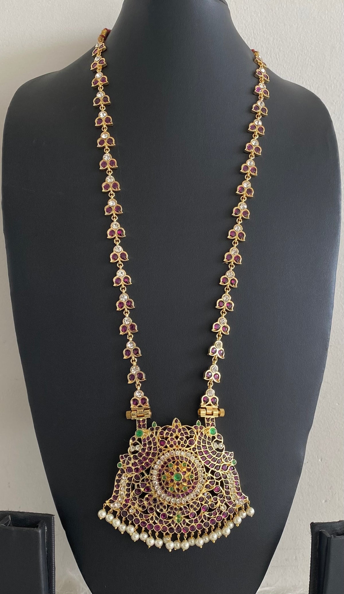 Gold tone precious kemp-green-white peacock pearl haar dj-54723