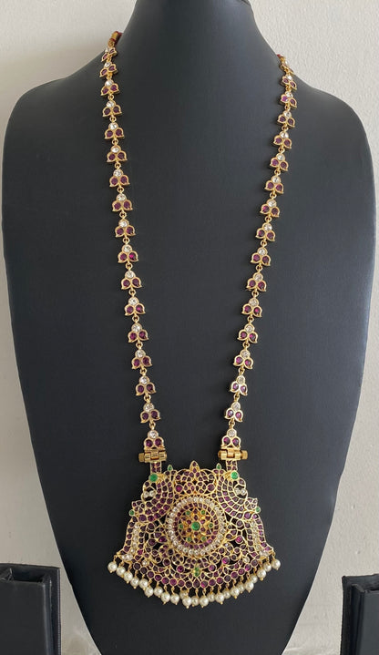 Gold tone precious kemp-green-white peacock pearl haar dj-54723