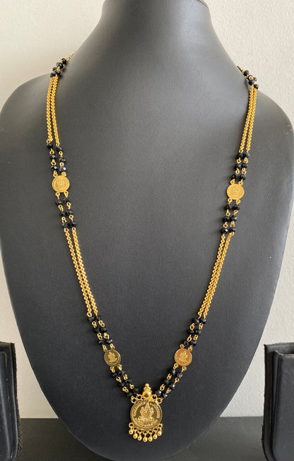 Gold tone lakshmi coin with karimani chain dj-53144