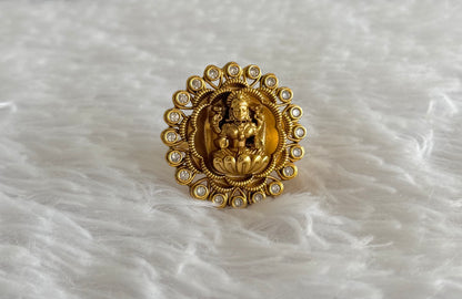 Antique gold tone white Lakshmi adjustable finger ring dj-51405