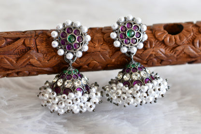 Black finish precious kemp-green pearl jhumkka dj-52522