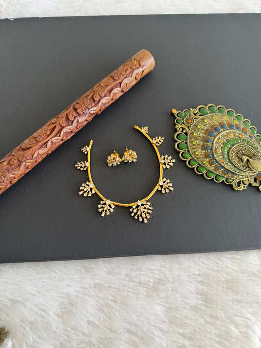 Matte finish cz white kanti necklace set dj-52113