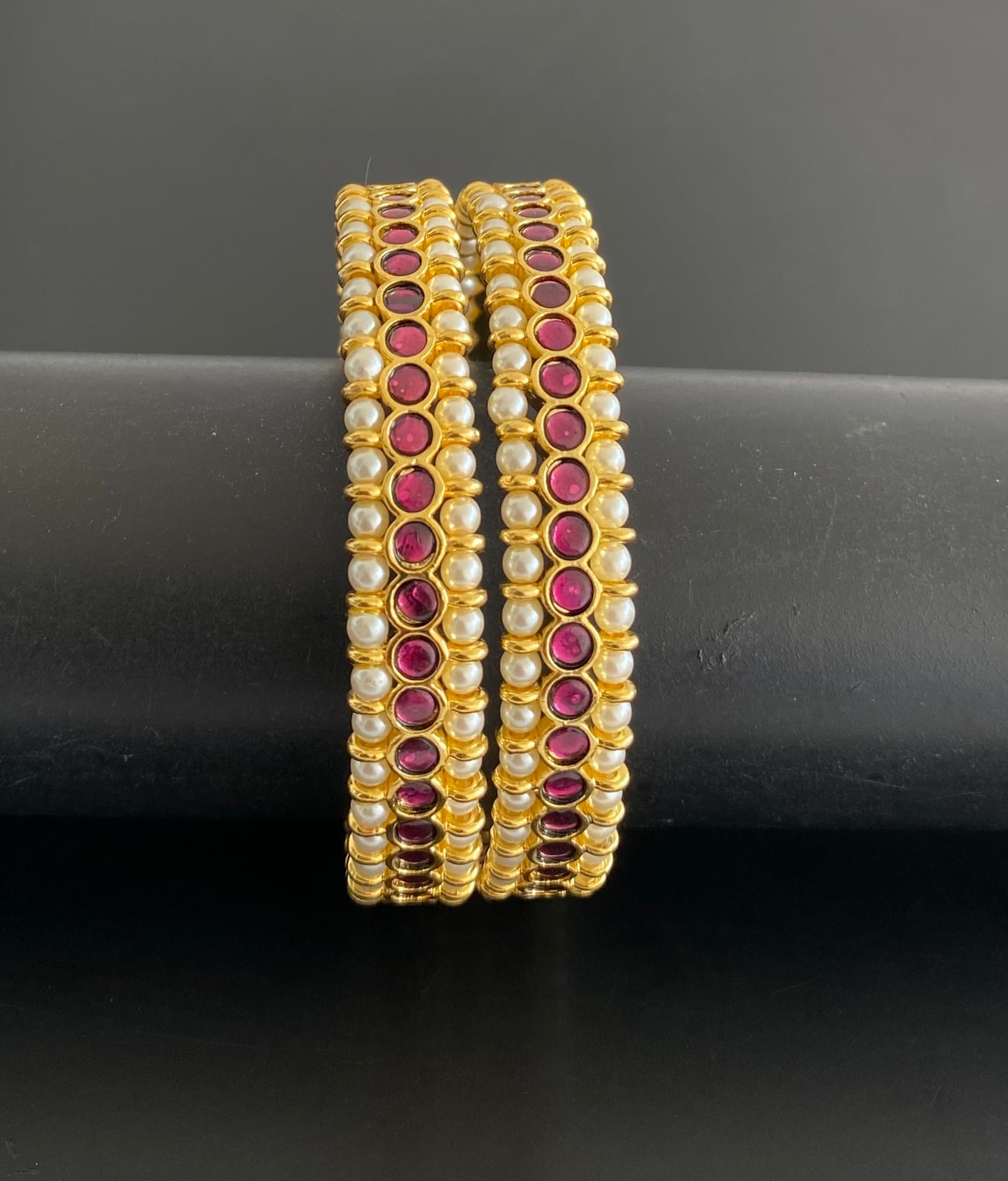 Gold tone precious kemp-pearl bangles(2.4) dj-53138