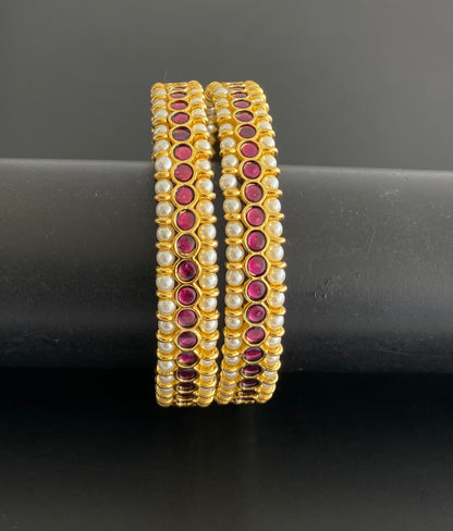 Gold tone precious kemp-pearl bangles(2.4) dj-53138