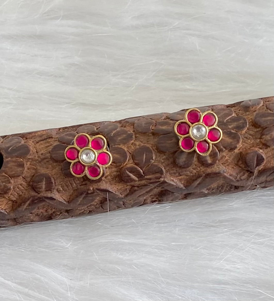 Gold tone kemp-white kundan jadau stud/earrings dj-54574