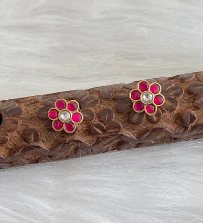 Gold tone kemp-white kundan jadau stud/earrings dj-54574