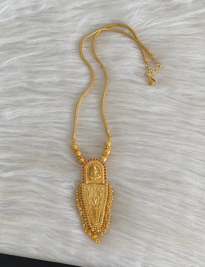 Gold tone kerala style pink stone lakshmi nettipattam chain with pendant dj-54669
