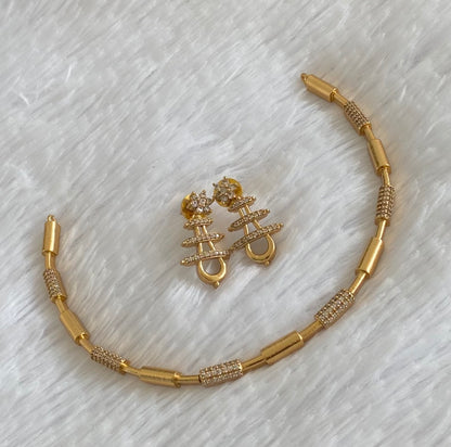 Antique gold tone cz white stone hasli necklace set dj-54407