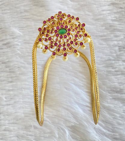 Antique gold tone cz ruby-green floral vanki/bajuband dj-52745