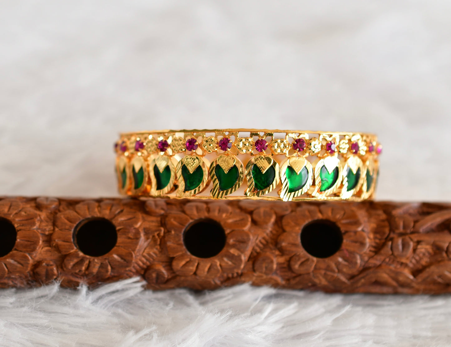 Gold tone Kerala style green mango bangle(2.6) dj-24933