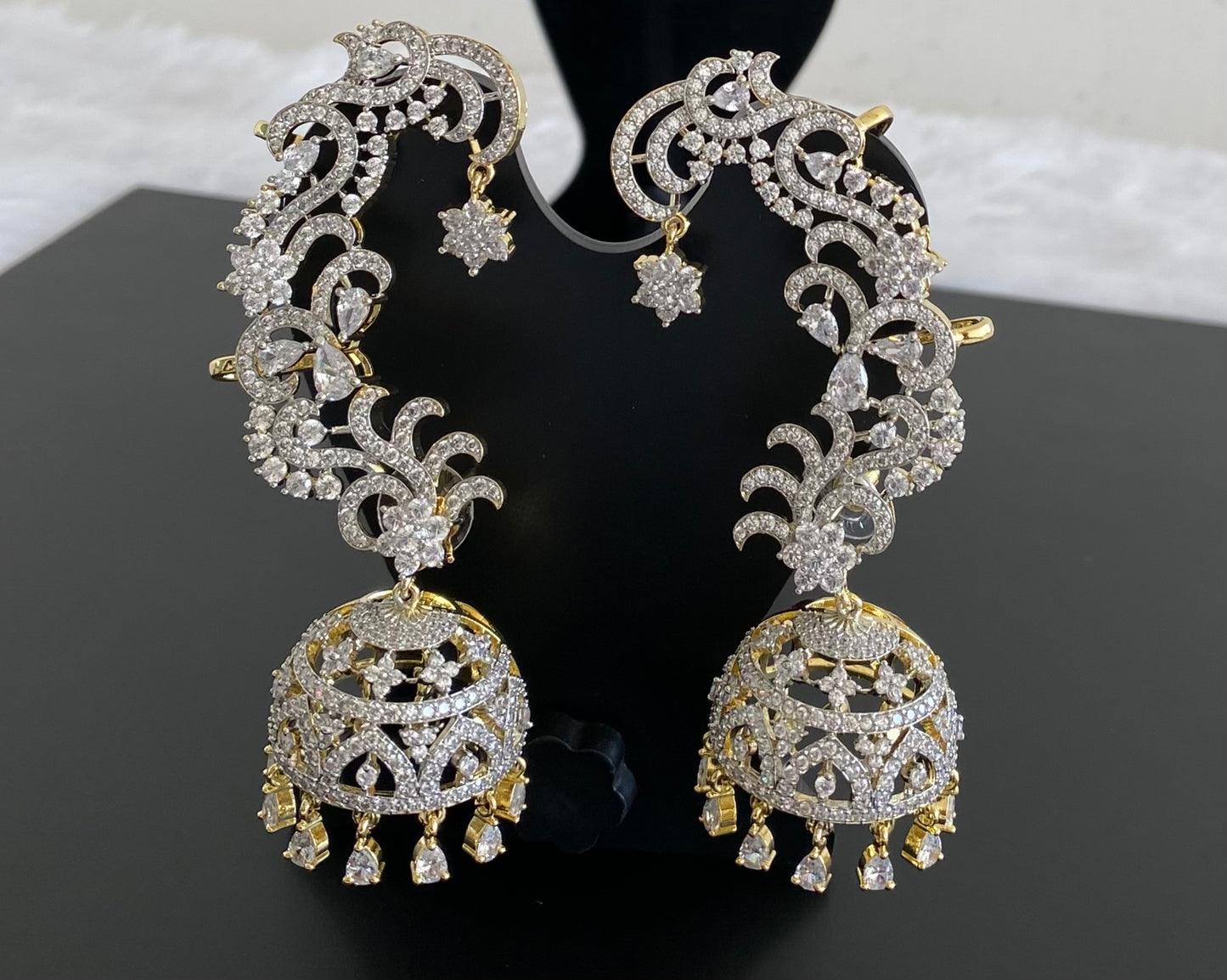 Two tone flower khanpool jhumkka dj-53578