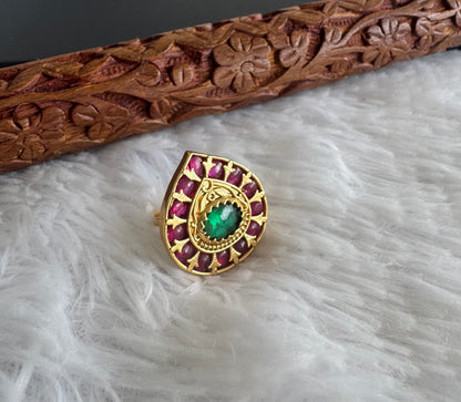 Matte finish kemp-green adjustable finger ring dj-51396