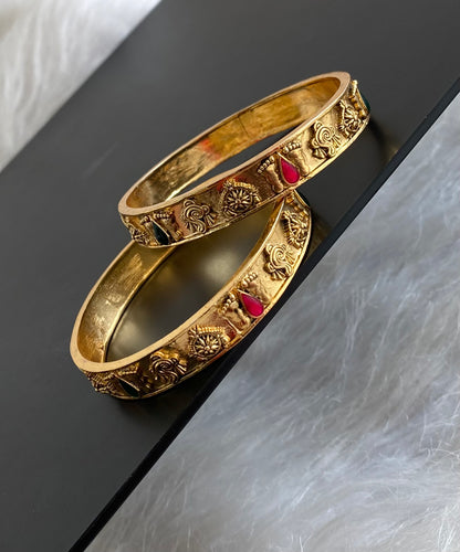 Antique gold tone shiva nama shankuchakra bangles(2.4) Dj-54846