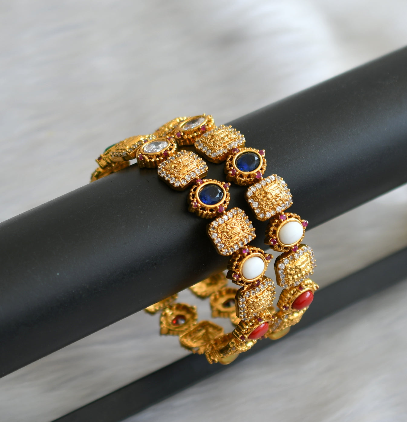 Matte finish navarathna Ram parivar bangles(2.4) dj-52201