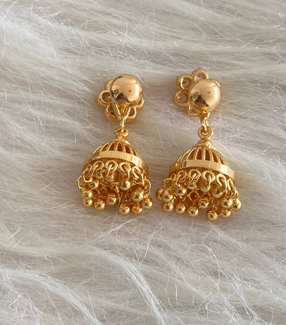 Gold tone white stone south Indian jhumkka dj-54896