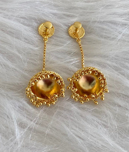 Gold tone kerala style coin long jhumkka dj-54302