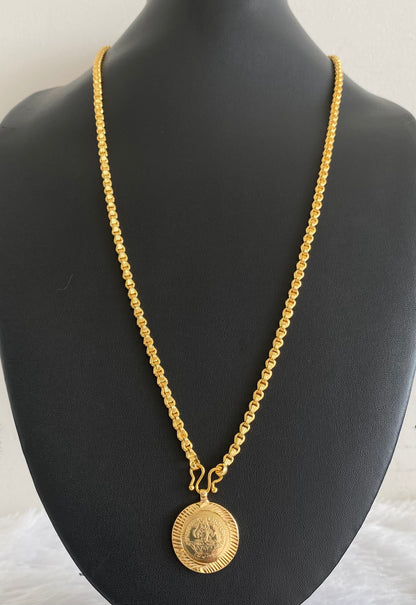 Gold tone 24 inches chain with lakshmi pendant dj-54389