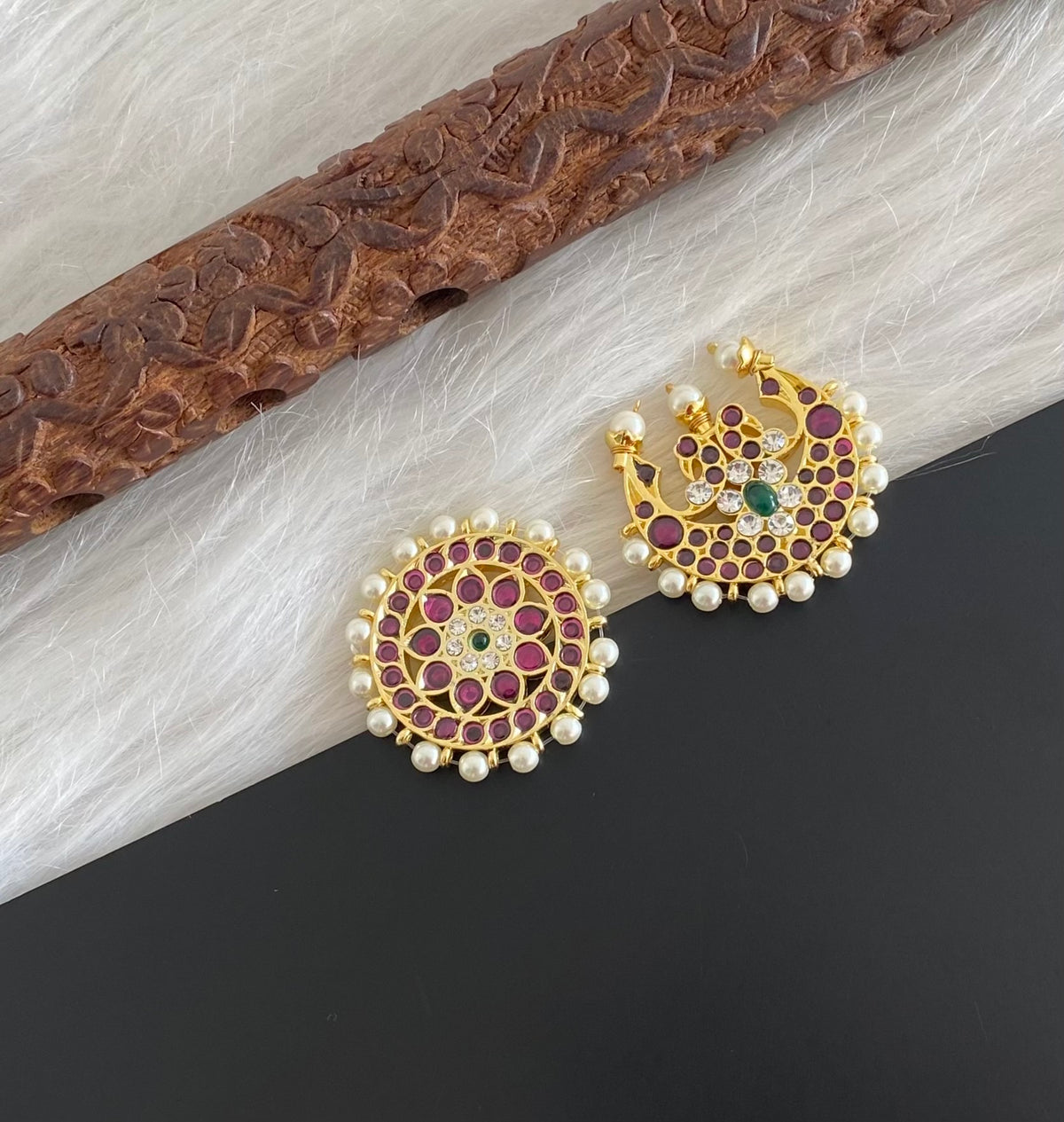 Gold tone precious kemp-green sun moon hair jewel dj-52251