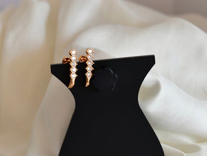 Gold tone AD white stone stud/earrings dj-52777