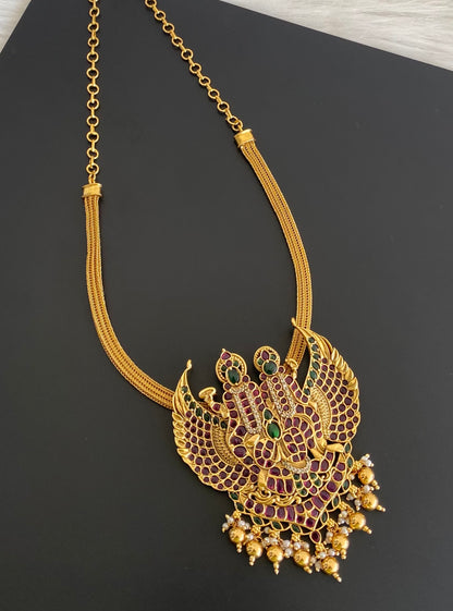 Antique gold tone kemp-green lakshmi-mahavishnu necklace dj-53849