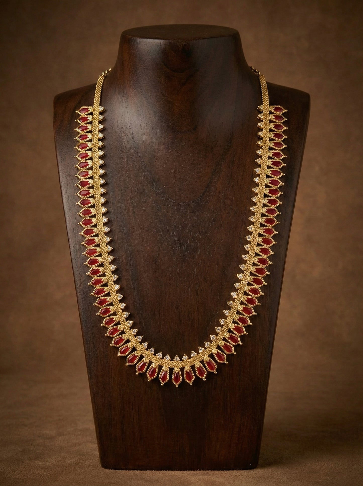 Gold tone red kerala style nagapadam haar dj-51623