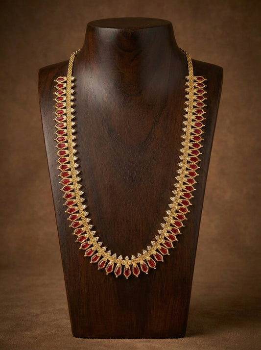 Gold tone red kerala style nagapadam haar dj-51623