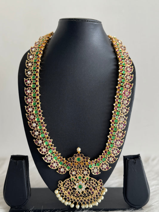 Gold tone precious kemp-green-white Magari mango pearl haar dj-50874