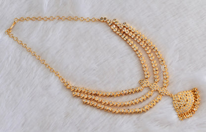 Gold tone AD white south indian style mango layer necklace  dj-53337