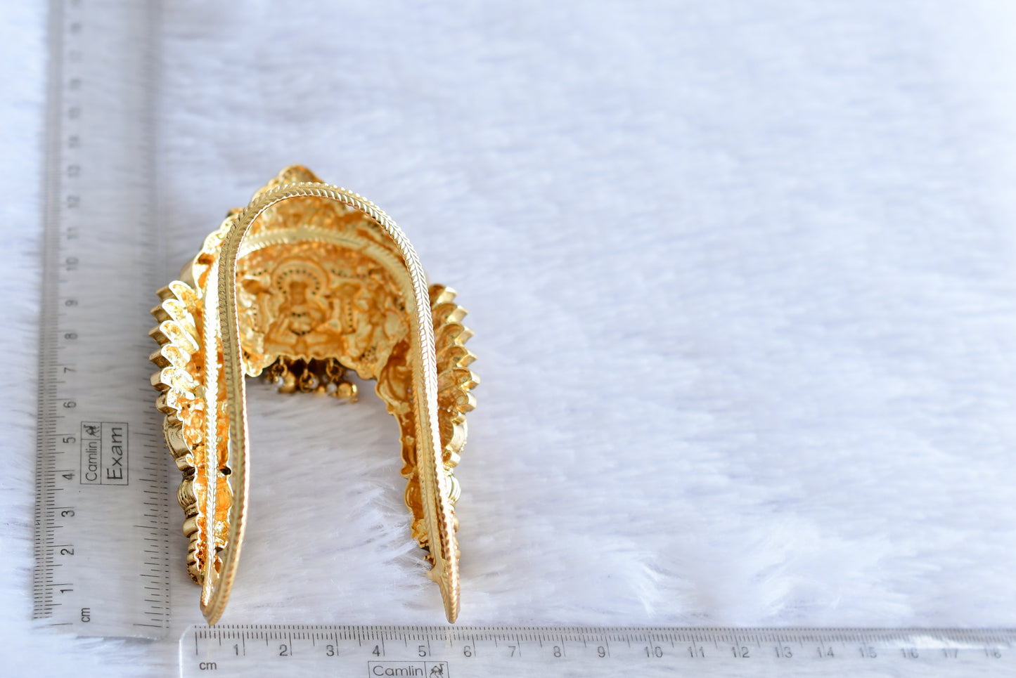 Antique gold tone cz pink-green jadau lakshmi peacock nakshi vanki/bajuband dj-51967