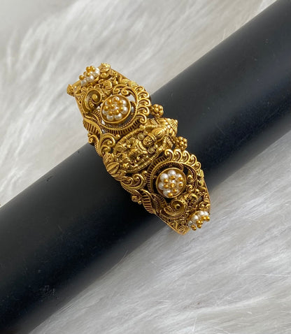 Antique gold tone shri thirumal pearl screw type kada/bracelet dj-54856